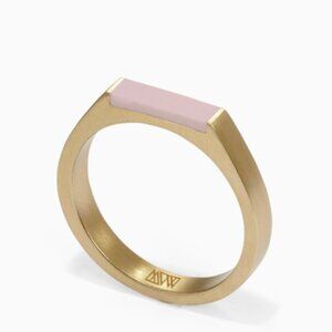 Ming Yu Wang Theorem Brass Ring Band with Pink Resin Size 5
